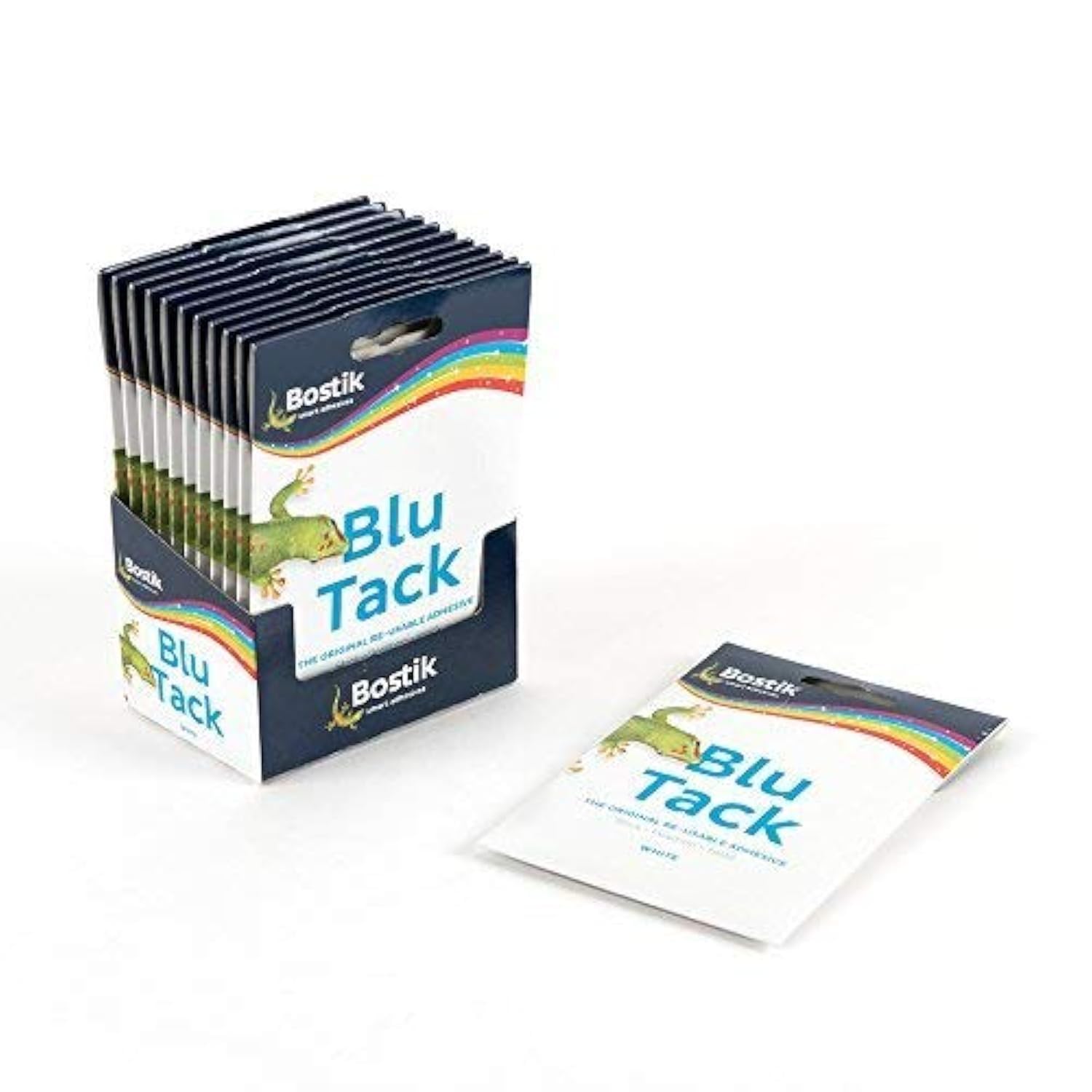 Retail Pack of 12 - Bostik Blu-tack Mastic Adhesive Non-Toxic White 60g Ref 801127