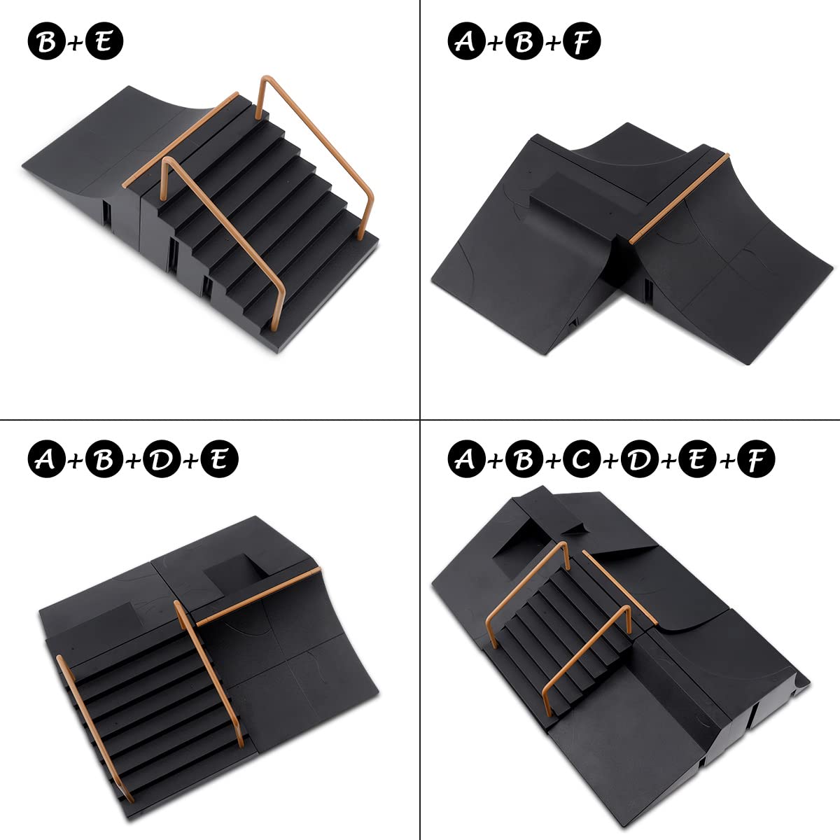 RNGODO Fingerboard Skatepark Skate Park Kit, Bigger Finger Skateboard Ramp Set Ultimate Parks Training Props with 3 Finger Skateboard 6 Finger Deck Finger Skate Toys for Kids & Adults Gifts