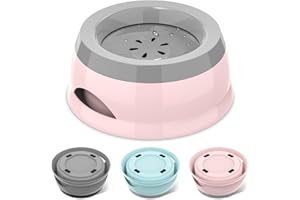 TEKCOO 25oz Slow Drink Dog Water Bowl, Spill-Proof Portable Cat Bowl, Non-Splash No Mess Puppy Kitten Water Feeder, Carried Portable Base for Vehicle Car,Travel,Home (Small/Medium Pets) - Blue