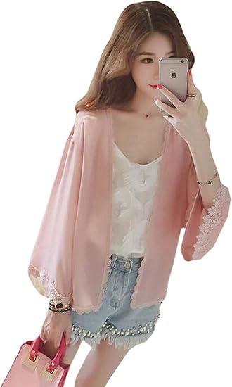 Amazon Rehoodnレディース カーディガン 夏 薄手 レース トップス 長袖 シフォン Uvカット 羽織 無地 フレアスリーブ ビーチボレロ 涼しい フェミニン カーディガン ボレロ 通販