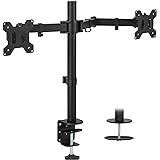 Mount-It! Dual Monitor Mount | Double Monitor Desk Stand | Two Heavy Duty Full Motion Adjustable Arms Fit 2 Computer Screens 17 19 20 21 22 24 27 Inch | VESA 75 100 | C-Clamp and Grommet Base