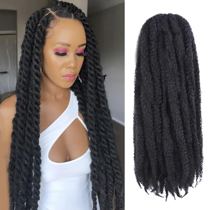 Photo 1 of ToyoTress MarleyTwist Braiding Hair - 24 Inch 6 Packs Natural Black Long Marley Hair For Faux Locs