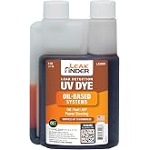 LEAKFINDER LF2008 Automotive Oil-Based Fluid Leak Detection Dye for Oil, Fuel, ATF, and Power Steering Systems, 8oz Ultraviolet Fluorescent Dye, Twin-Neck Bottle, Services up to 8 Vehicles