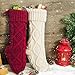 LimBridge Christmas Stockings, 4 Pack 18 inches Large Size Cable Knit Knitted Xmas Rustic Personalized Stocking Decorations for Family Holiday Season Decor, Cream or Burgundy