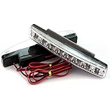 LED Car Lights, Rcool 8 LED Daytime Driving Running Light DRL Car Fog Lamp Waterproof DC 12V