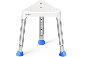 FULLOT Space-Saving Triangular Shower Chair for Inside Shower, FSA/HSA Eligible 400 lbs Adjustable Shower Stool for Elderly and Disabled, Non-Slip Bathtub Chair with Stable-Bracing, Tool-Free Assembly, White