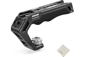 NEEWER Camera Top Handle with 3/8" for ARRI, Comfort Silicone Hand Grip with 1/4" 3/8" Threads, Cold Shoes, Cleaning Cloth Co