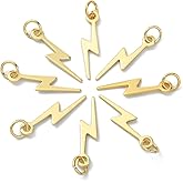 KitBeads 20pcs 18k Real Gold Plated Lightning Charms Brass Flash Shape Thunder ightning Bolt Charm for Jewelry Making Bracelets Necklace Earrings Bulk