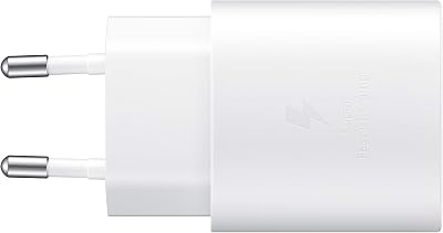 Cargador USB C, Adaptador de Corriente 25 W Ultra rápido, Carga rápida, Samsung Cargador Original, sin Cable, Color Blanco