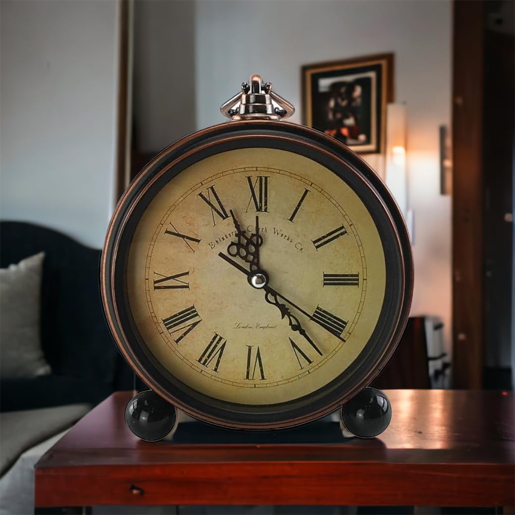 GMMH Desk Clock Nostalgic Antique Vintage Retro Metal Grandfather Clock Design