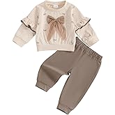 Molgkyo Infant Baby Girls Clothes Toddler Long Sleeve Crewneck Bowknot Sweatshirts Jogger Pants 2Pcs Fall Winter Outfits