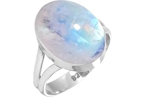 Handmade Genuine 925 Sterling Silver Ring Chunky Natural Gemstone Agate, Rose Quartz, Lapis, Amber Oval Boho Jewelry For Wome