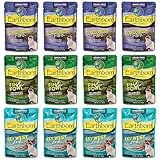 Earthborn Holistic Grain Free Wet Cat Food in Gravy Pouches - 3 Ounces Each - 3 Flavors - Fin & Fowl, Lowcountry Fare, and Keywest Zest (12 Pouches Total)