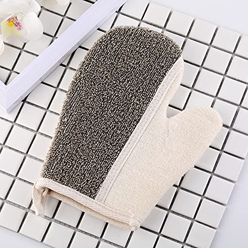 Sunyrisy Exfoliating Bath Gloves,Soft Linen Terry Cloth for Showering,Massage,Spa,Removing Dead Skin Body Scrubber,Deep Exfoliating Mitt for Men and Women,2 Pack