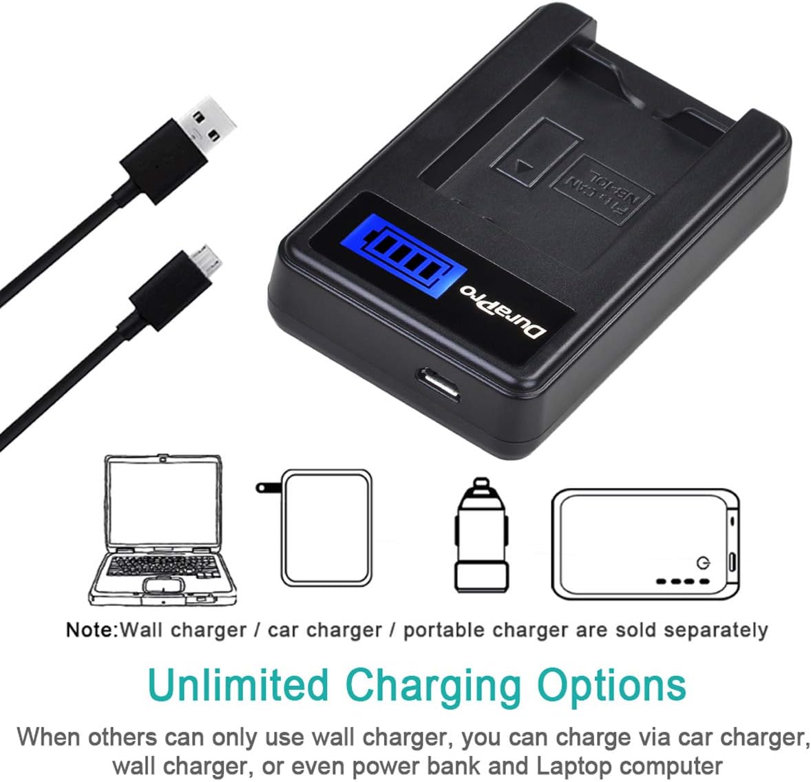 DuraPro Rapid LCD USB Charger Replacement for Canon NB-10L; PowerShot G15, G16, G1X, G3X, SX40 HS, SX40HS, SX50 HS - Image 5