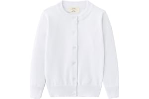 UMELOK Girls' Cardigans Sweater Cotton Button Solid Long Sleeve Knit Sweaters