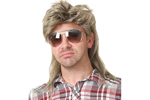 Swiking Mens Mullet Wig Blonde Retro 70s 80s Disco Rocker Curly Punk Fancy Party Halloween Cosplay Costume Full Wigs (Blonde)