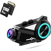 FreedConn Motorcycle Bluetooth Headset with Camera 2K Hi-Res 360&deg;Shooting 6 Riders 1500M Bluetooth Intercom Motorcycle Camera IP65 128G TF