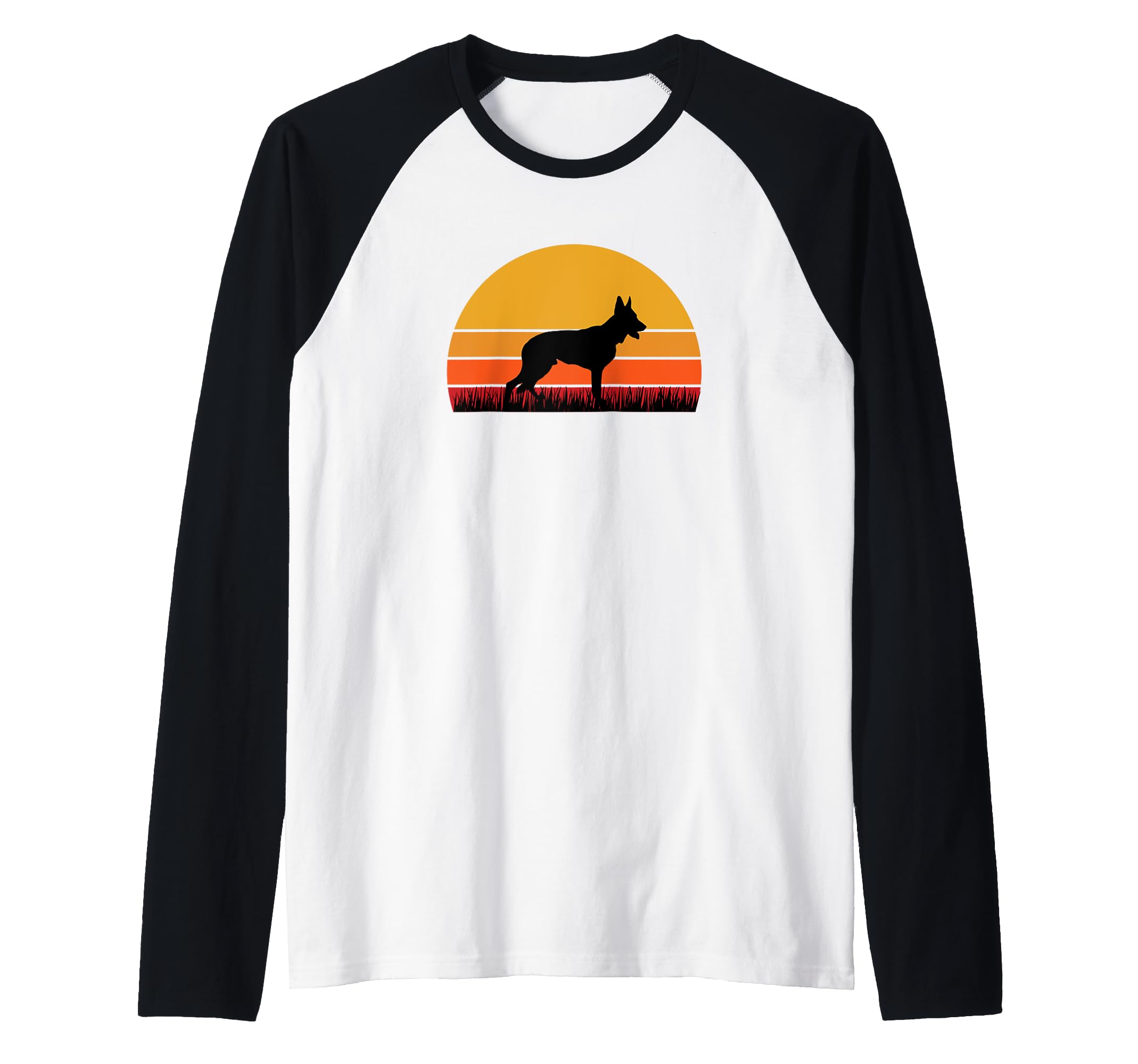 German Shepherd GSD Dog Pup Puppy Dog Mom Orange Black Raglan Baseball Tee