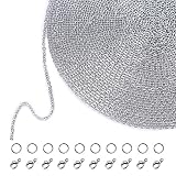 Outus 33 Feet Stainless Steel DIY Link Chain Necklaces with 20 Lobster Clasps and 30 Jump Rings for Jewelry Making (1.5 mm)