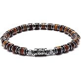 JOJOPANDA Men’s Beaded Bracelet – Polished Beads with Steel-Tone Accent | Stretch Fit | Minimalist Wristwear