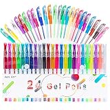 Gel Pens Set Colored Gel Art Markers Fine Point Pen with 40% More Ink for Adult Coloring Books Drawing Doodling Scrapbooking (24 Colors)