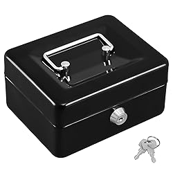 KYODOLED Cash Box with Key,Small Safe Lock Box with