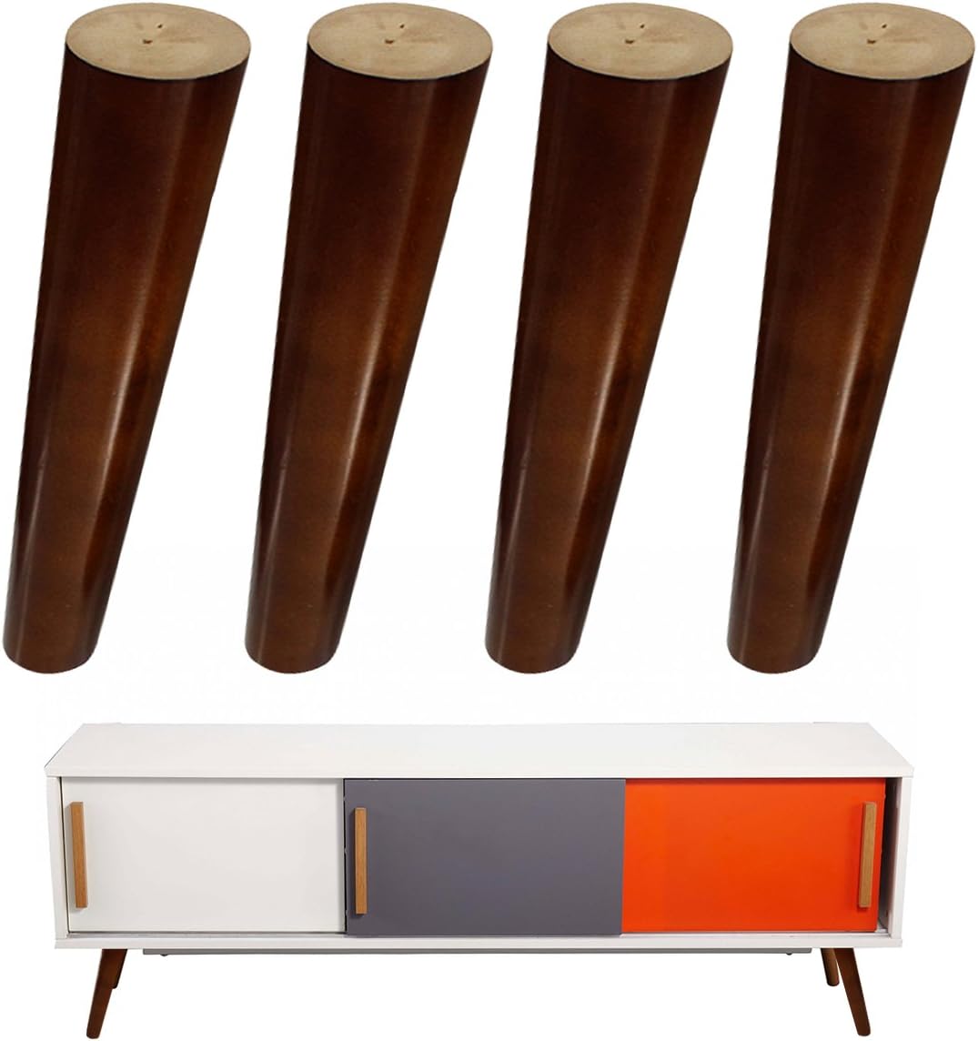 4X Furniture Legs Replacement Wood Sofa Feet Walnut Finished 8'' for