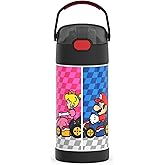 THERMOS FUNTAINER Water Bottle with Straw - 12 Ounce - Kids Stainless Steel Vacuum Insulated Water Bottle with Lid, Super Mario Brothers