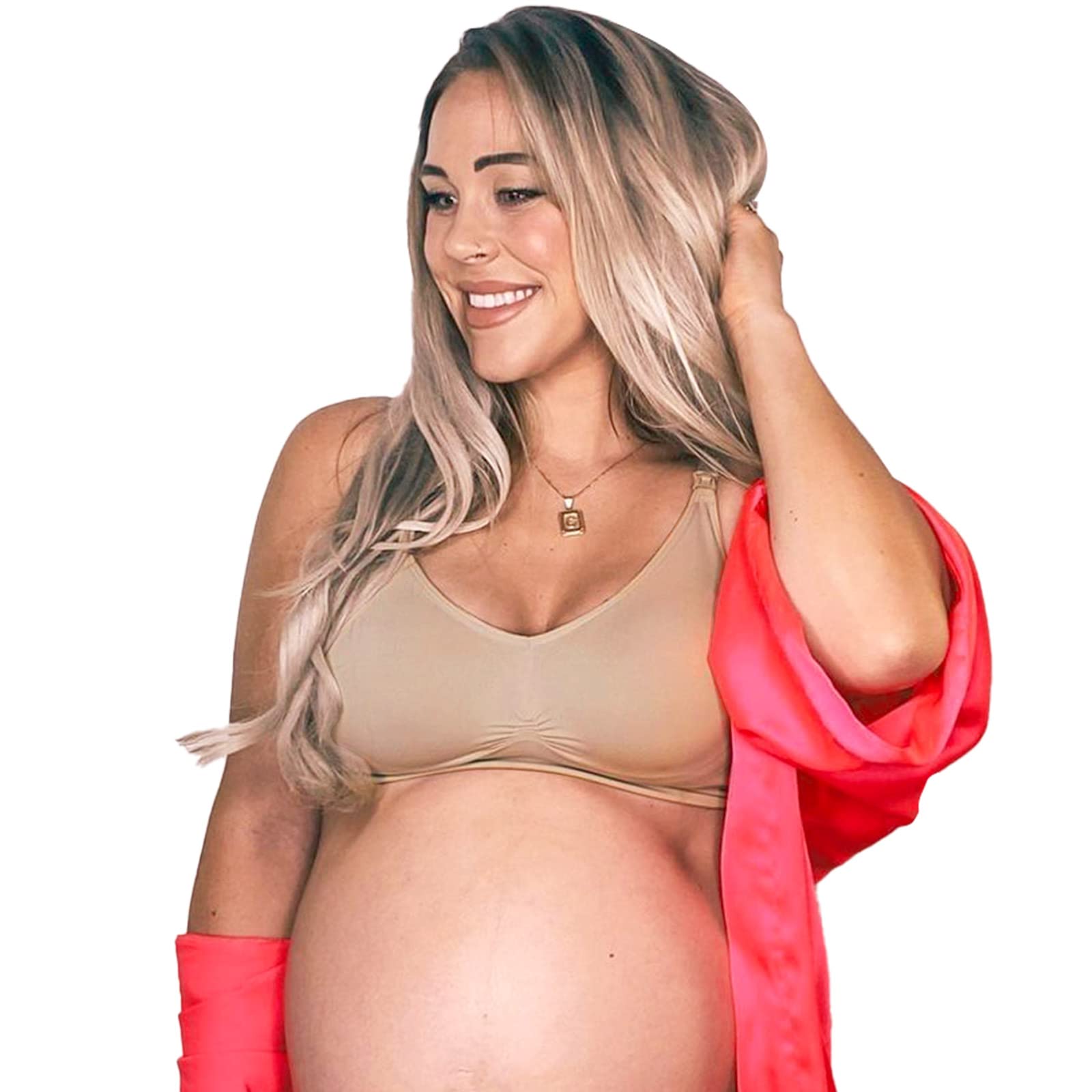 Photo 1 of Mamaway Breezy Seamless Nursing Maternity Wireless Bra with Fixed Padding, Odorless, Stretchy for Pregnancy, Breastfeeding Nude