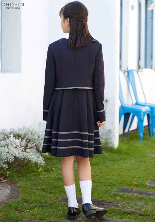 Amazon Chopin ショパン 卒業式 女の子 小学生 スーツ 子供服 フェイクボタンボレロとラインワンピースのアンサンブル 01 2501 ネイビー 165 フォーマル 通販