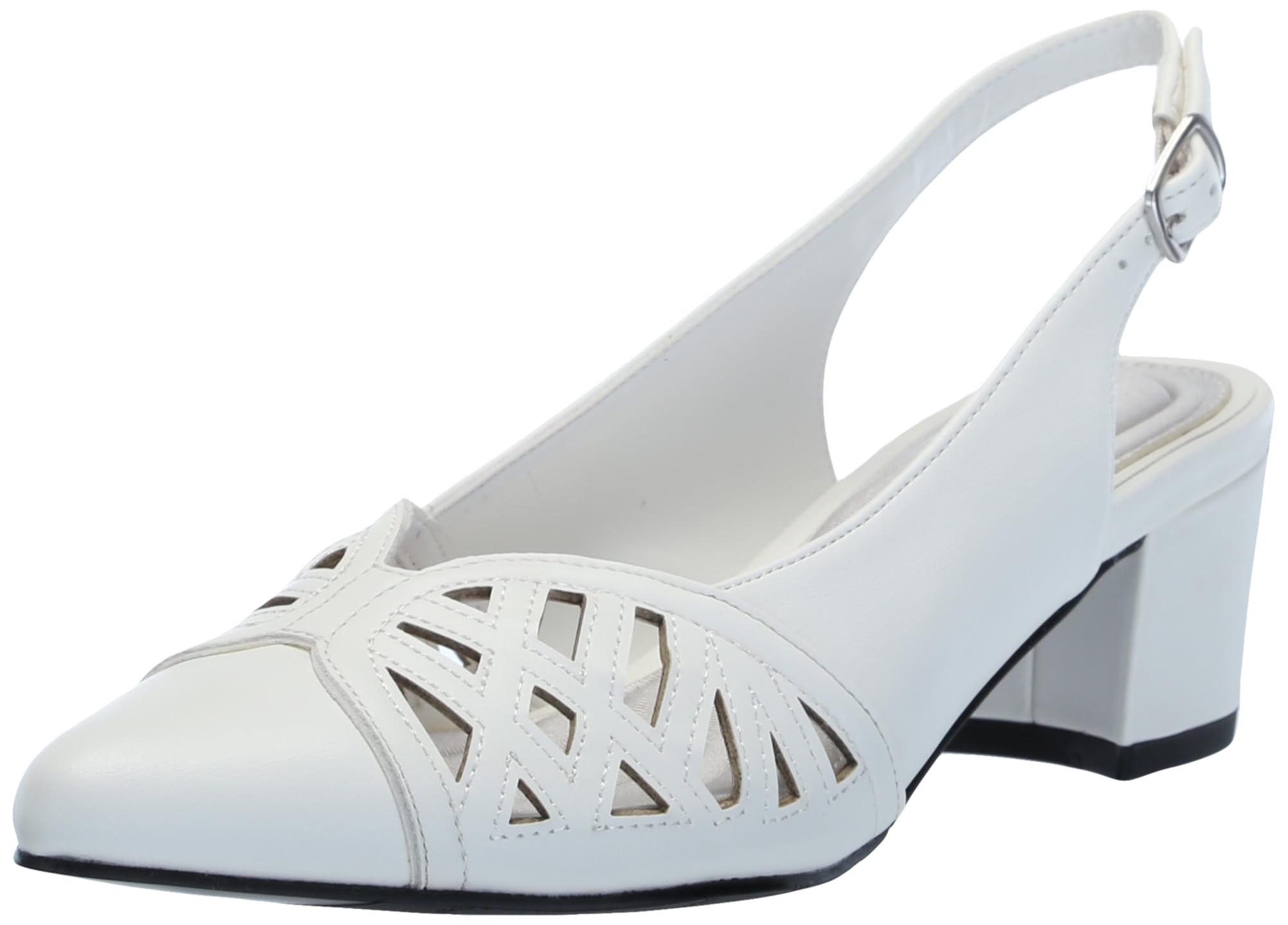 Easy Street Women’s Bizzy Pump, White, 7 X-Wide