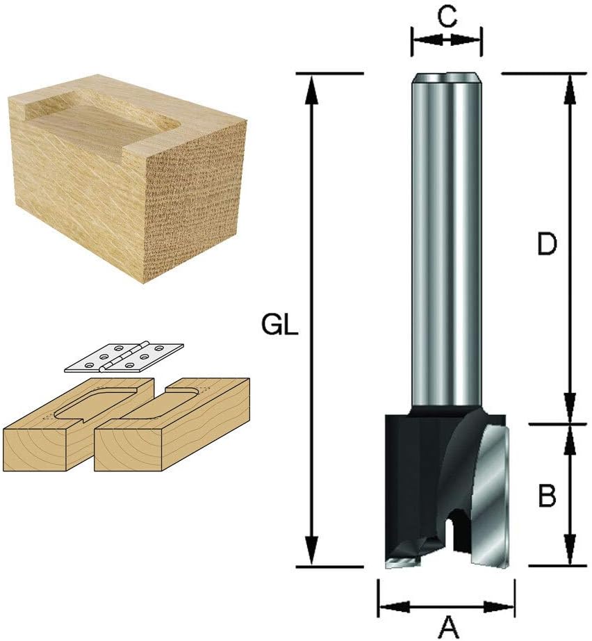 ENT 13440 Hinge Mortising Cutter TC Shank (S) 12 mm, Diameter (D) 19 mm, (NL) 12 mm, (SL) 40 mm, (GL) 52 mm - Image 4