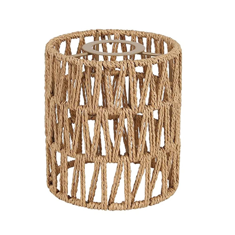 2er Pack Rattan Lampshade Small Boho Shades Replacement - Pendant Sconce Shade Ceiling Fan Light Covers Cylinder Woven Lampshade for Floor Lamps Pendant Light Wall Sconces Chandelier Light Fixture