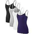 Air Curvey 2/4 Pack Women's Camisole Tank Top Adjustable Spaghetti Straps Basic Soft Undershirts Seamless Layering Tops