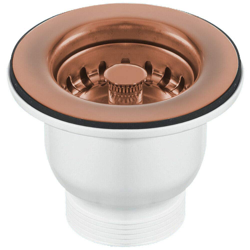 Taps2Traps™ 85mm Copper Belfast Kitchen Sink Basket Strainer Waste - Fits 60mm Hole