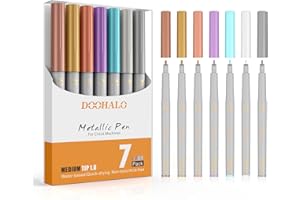 DOOHALO Gold Metallic Pen for Cricut Maker 3/Maker/Explore 3/Air 2/Air 1.0 Medium Point Metallic Tips 7 Colors Markers for drawing Writing Compatible with Cricut Machine