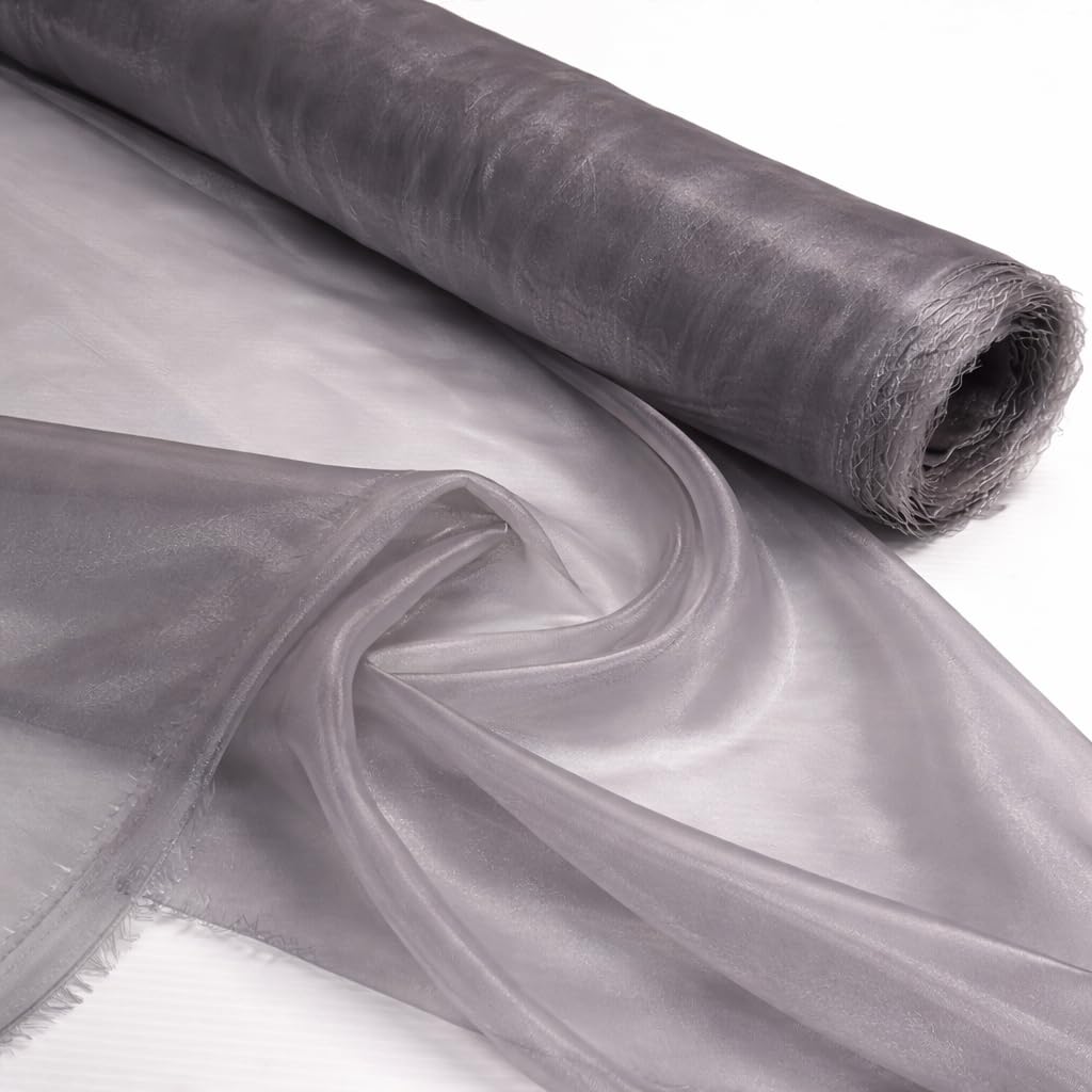 Space Grey 5 Meter Pack Plain Sheer Lightweight Organza Voile Drape Curtain, Wedding, Chair Sash Fabric 150cm Wide — image 1