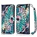 Hocase iPhone 8 Plus Case, iPhone 7 Plus Case, PU Leather Full Body Protective Case with Credit Card Holders, Wrist Strap, Magnetic Closure for iPhone 8 Plus/iPhone 7 Plus - Mandala in Galaxy