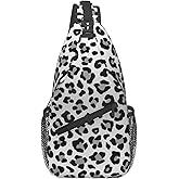 LOSTORCHI Leopard Print Crossbody Sling Bags for Women Men Abstract Snow Leopard Spots Pattern Travel Sling Backpack Casual Chest Shoulder Bag Cute Wild Animal Skin Texture Gym Sports Hiking Daypack