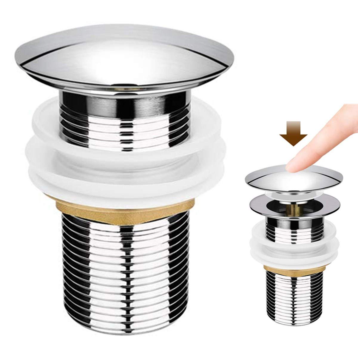 Basin Sink Waste Unslotted Basin Sink Tap Push Pop Up Click Clack Sprung Plug