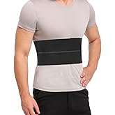 Pauline Broken Rib Brace for Men - Compression Chest Binder for Cracked Ribs Support & Chest Pain Relief - Rib Belt for Bruised Rib Cage (Black, Fits 30”-45”)