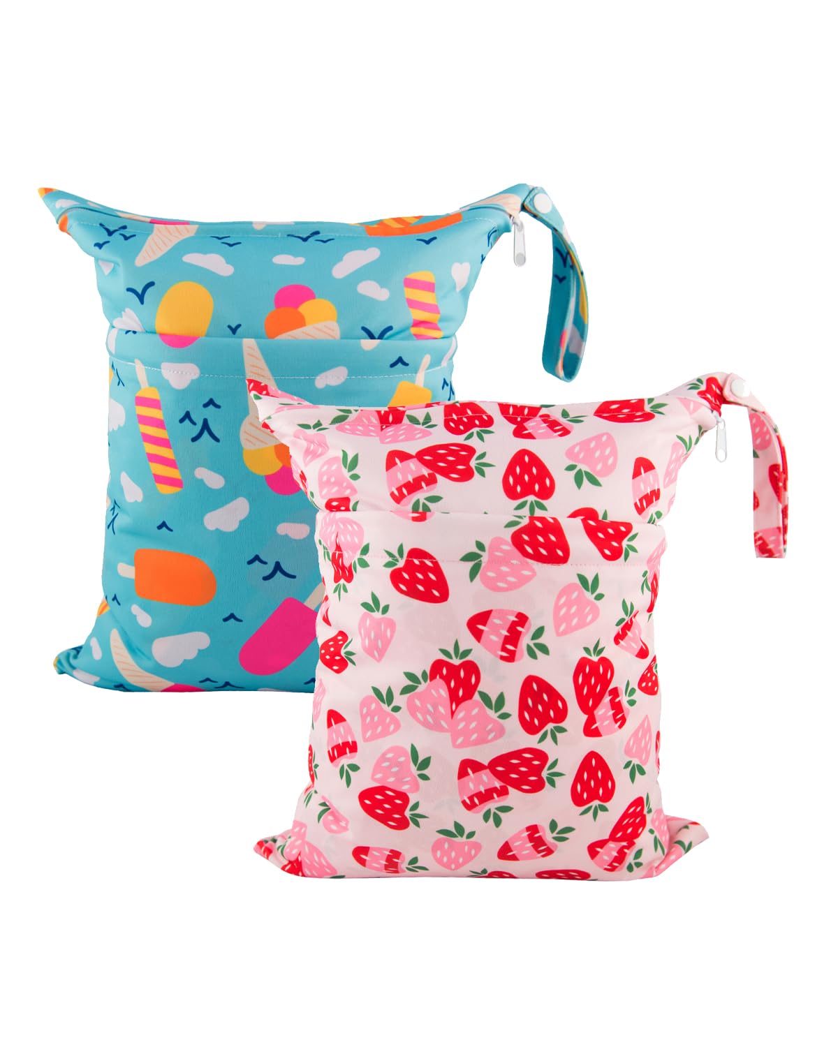 Photo 1 of babygoal Wet Dry Bags for Baby Cloth Diapers, Washable Travel Bags, Beach, Pool, Gym Bag for Swimsuits & Wet Clothes with Two Zippered Pockets 2 Pack LN02