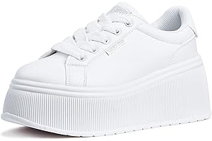 LUCKY STEP Women's Platform Fashion Sneakers Classic Wedge Canvas Casual Low Top Retro Walking Shoes