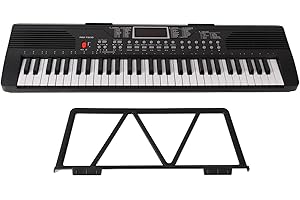 RiToEasysports Electric Keyboard Piano 61 Key, Portable Electronic Piano with Dual Speakers and Noise Reduction Technology, f