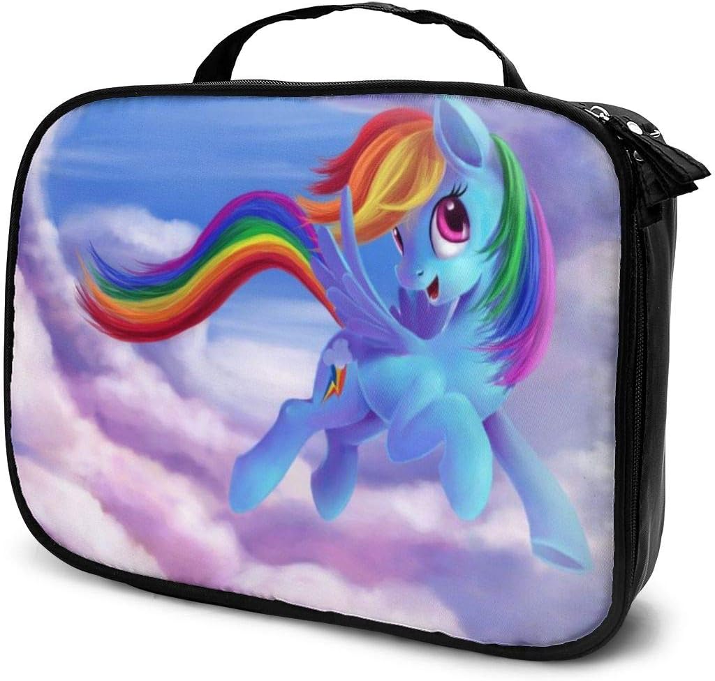 OKIJH Rainbow Dash My Little Pony Friendship is Magic Multi Compartments Cosmetic Bag Large Capacity Bags Organizer Fashion Makeup Handbag 9.8x3.15x7.5 Inch