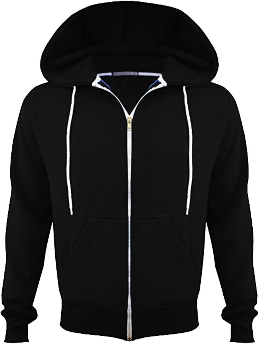 SA Fashions® Mens Plus Sizes Big Fleece Hooded Sweatshirt Hoodie Top Jacket Zip Hoody Jumper Plain Up Zipper Football Boxing Martial Art Exercise Running Workout Training S-8XL