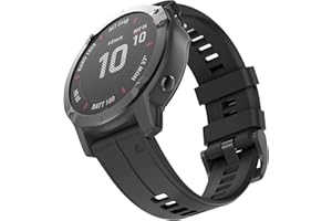 OVERSTEP Compatible with Garmin Fenix 5X Band 26mm Width Soft Silicone Watch Strap for Fenix 6X/Fenix 7X/Fenix 5X Plus/Fenix 6X Pro/Fenix 3/Fenix 3 HR/Tactix/Descent MK1/D2 Delta PX/D2 Charlie, Black
