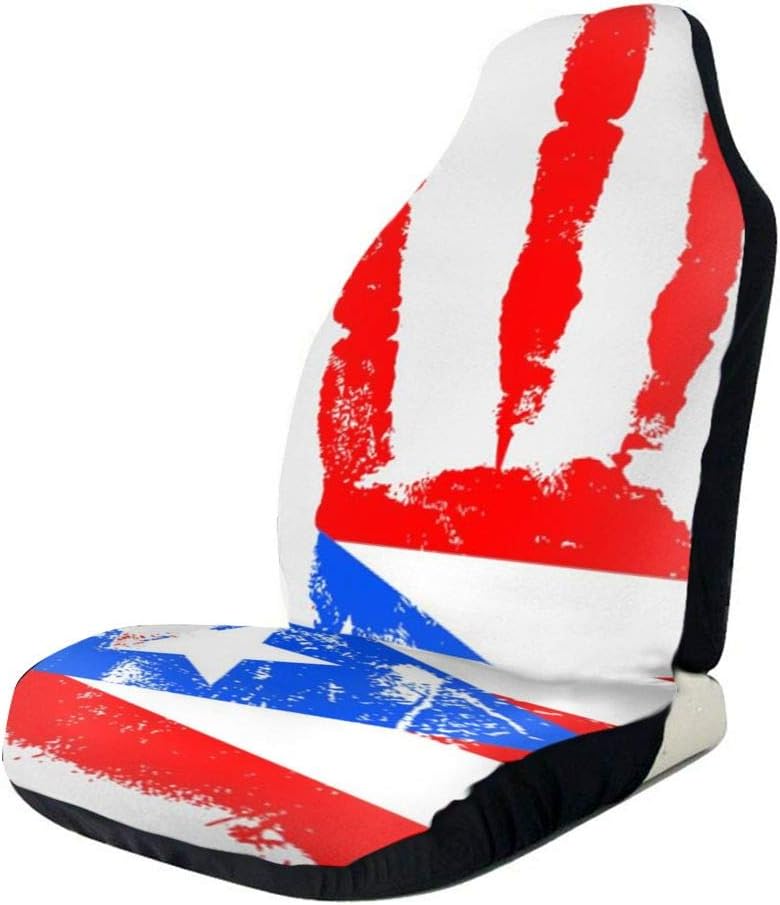 Handprint Flag of Puerto Rico Grunge Car Seat Cover Front