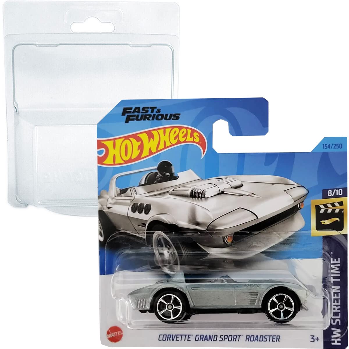 Hot Wheels Corvette Grand Sport Roadster Fast and Furious HW Screen Time 8/10 (154/250) HKH90 Short Card Mattel 2023 + Blister & Card Protector Pack Friki Monkey